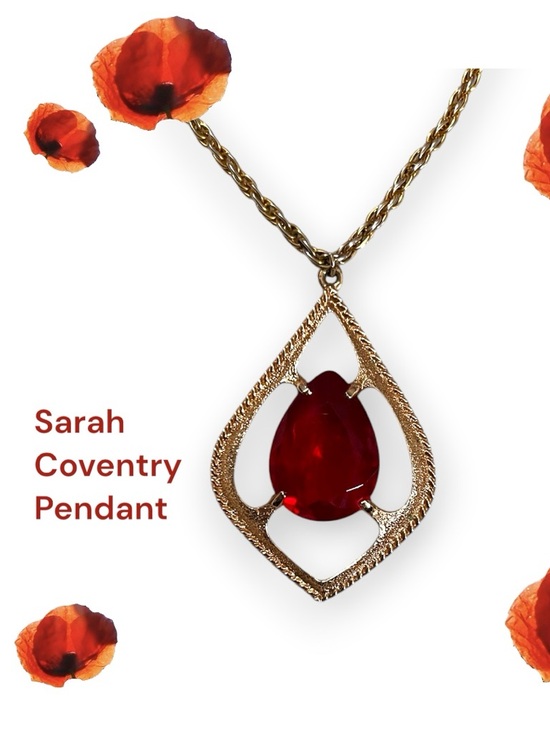 Sarah Coventry Jewelry - Sarah Coventry Gold-Tone Scarlet Tears Pendant 1973
